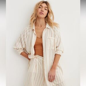 Aerie Linen Blend Coverup Shirt Size Small